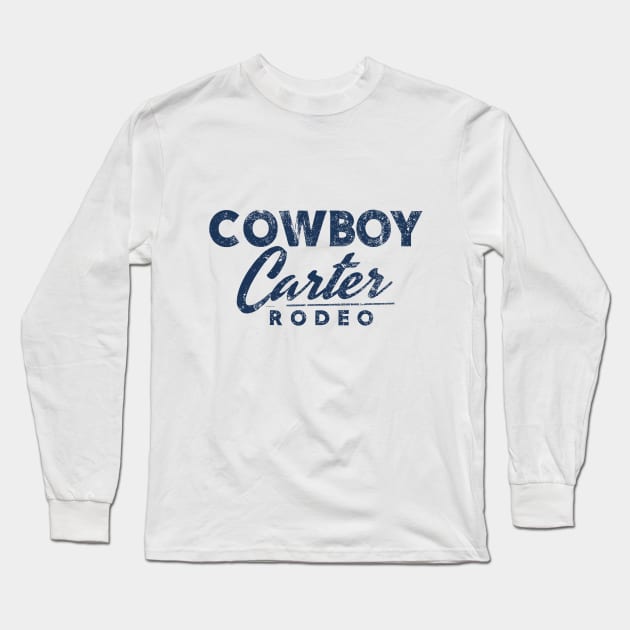 Cowboy Carter Rodeo Vintage Graphic Navy Long Sleeve T-Shirt by Retro Travel Design